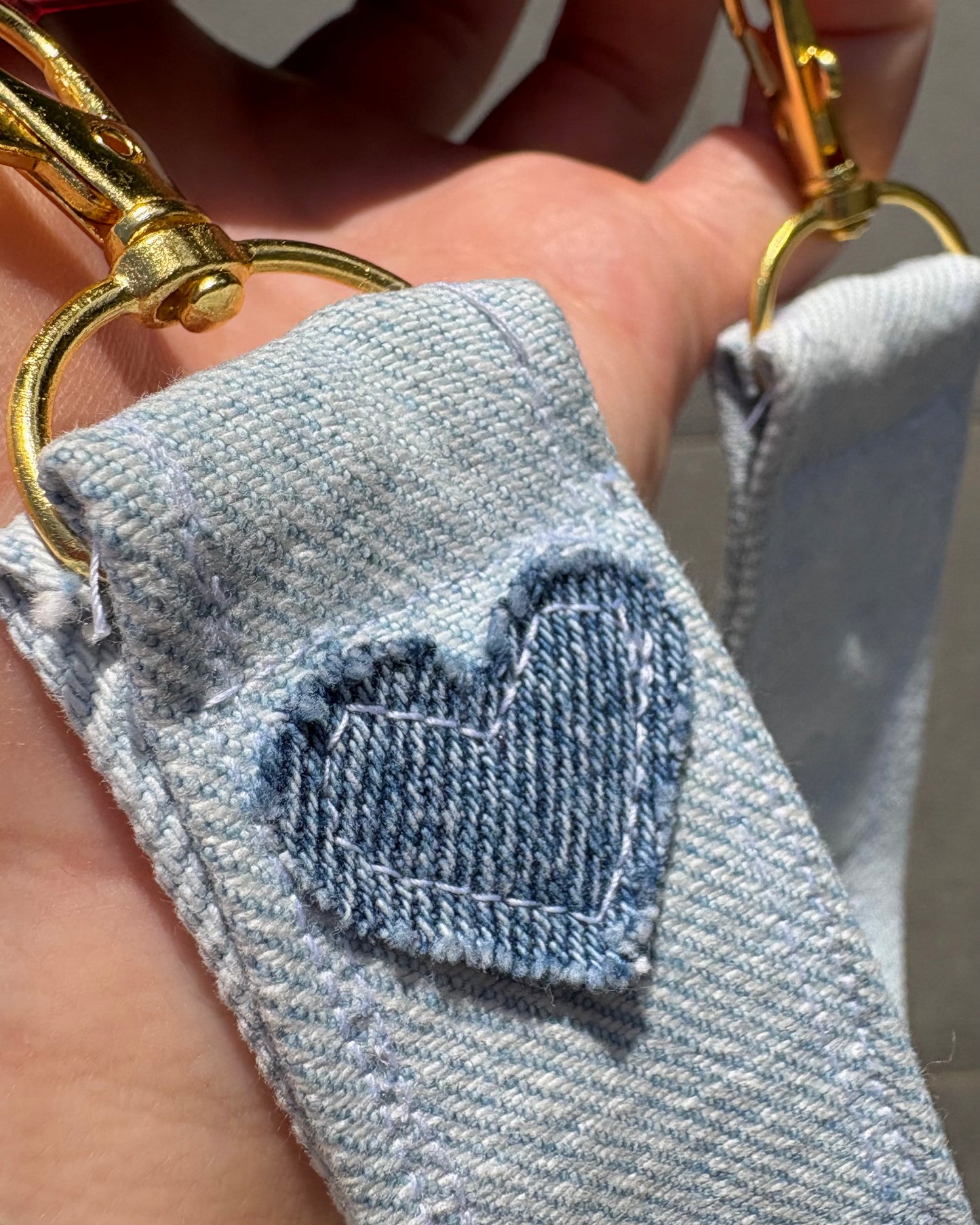 Denim heart phone cord