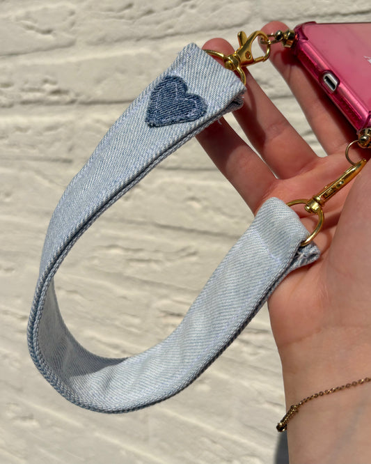 Denim heart phone cord