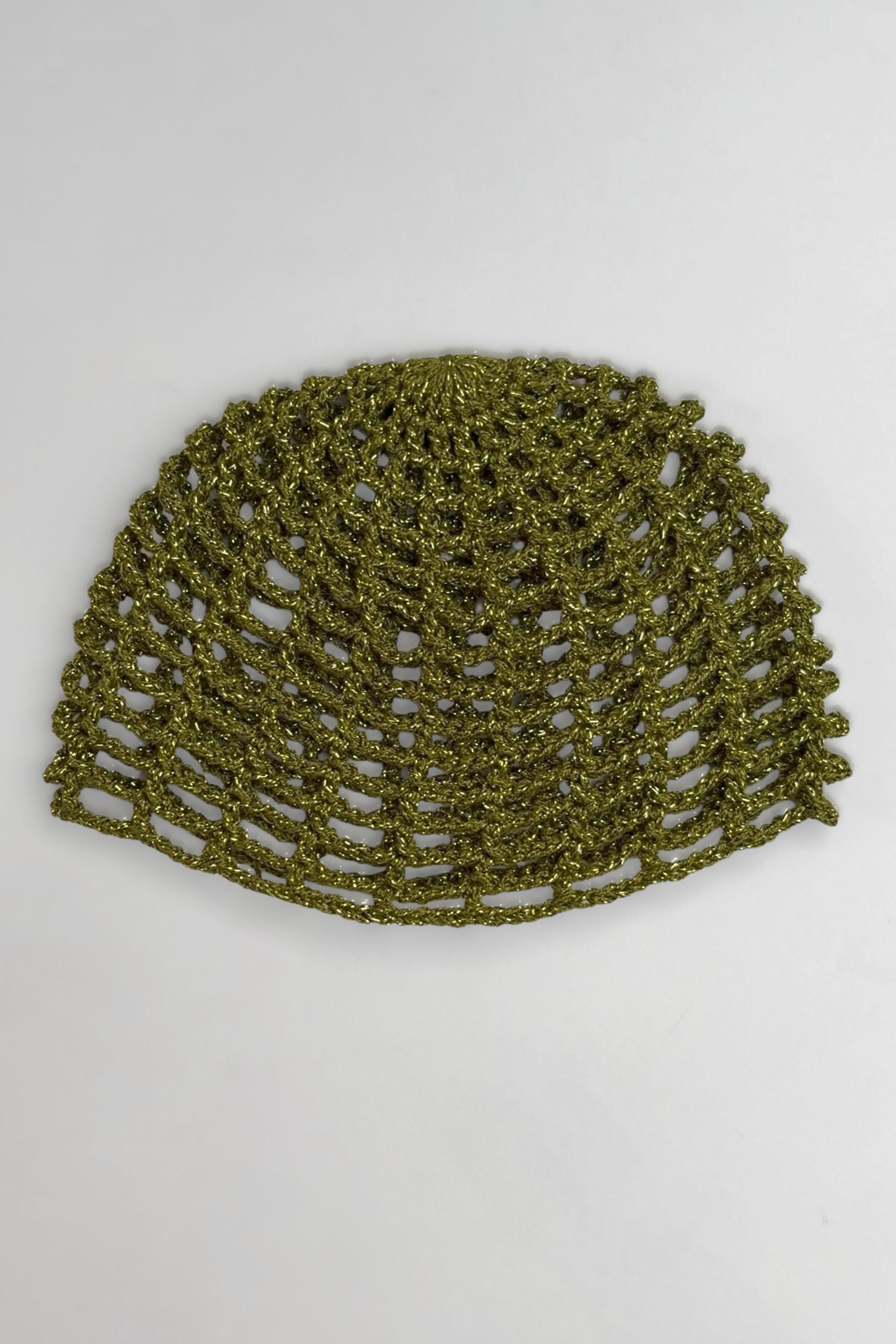 Crochet Mesh Hat Olive Shimmer