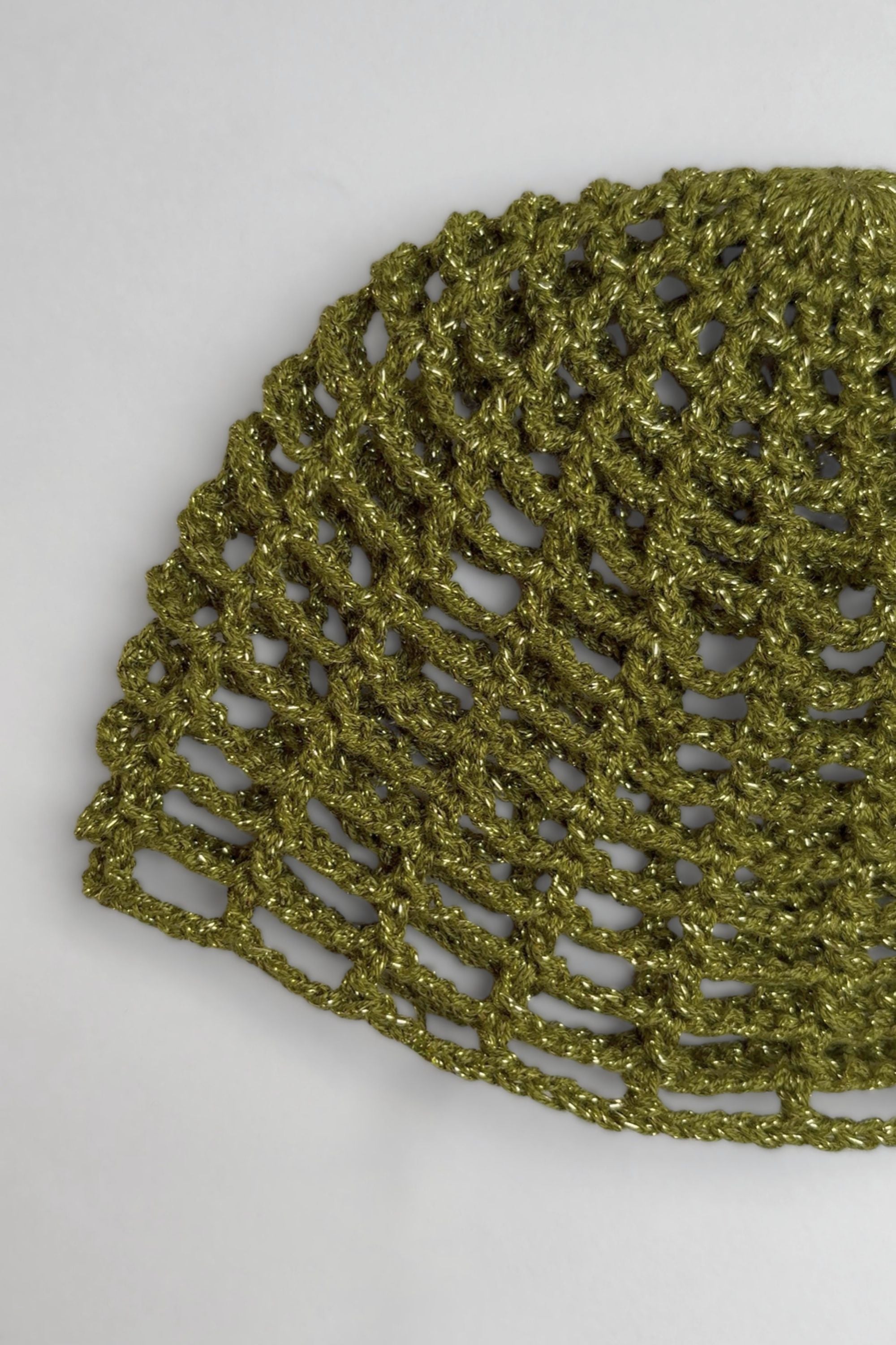 Crochet Mesh Hat Olive Shimmer
