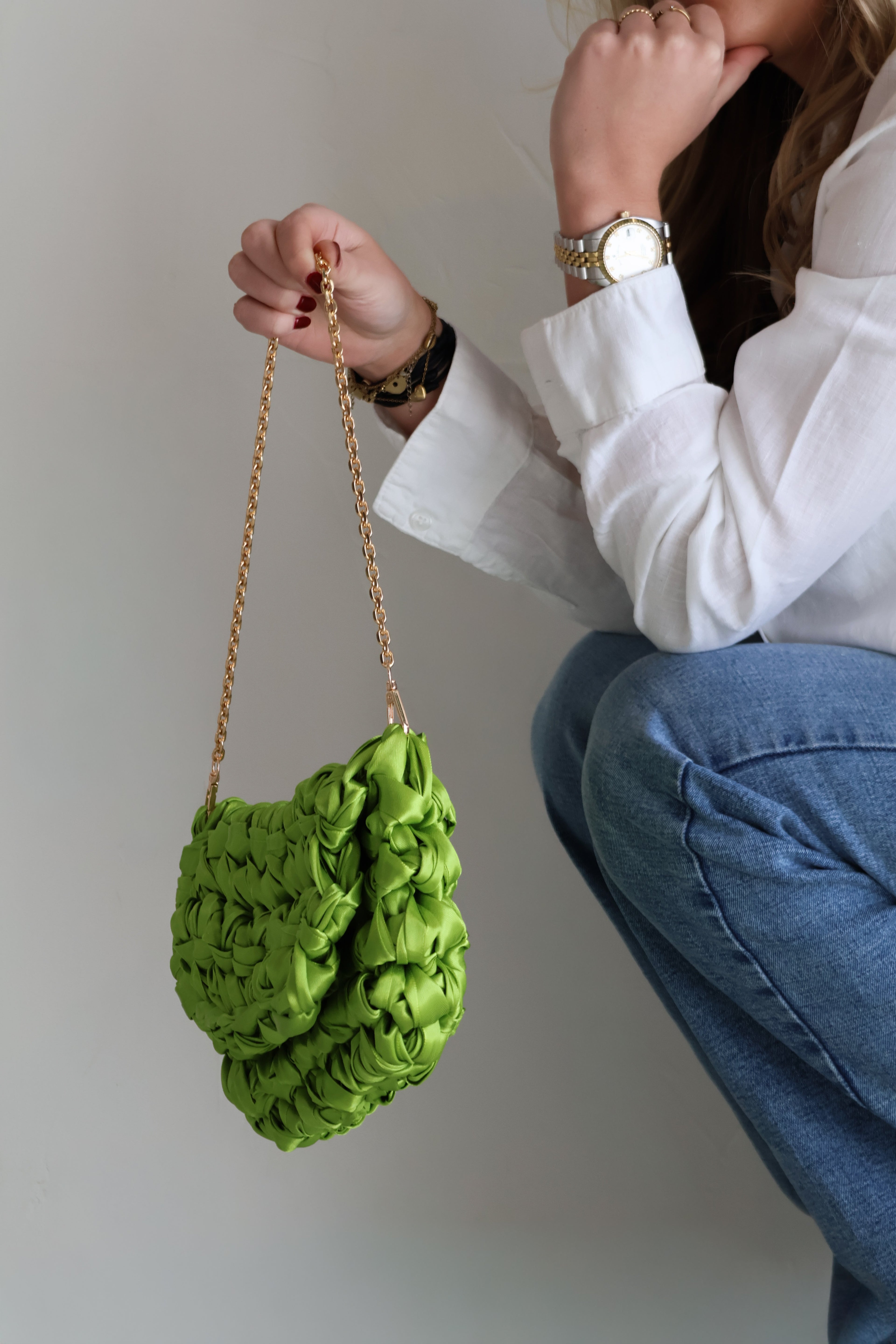Yue's Chain Clutch Olive